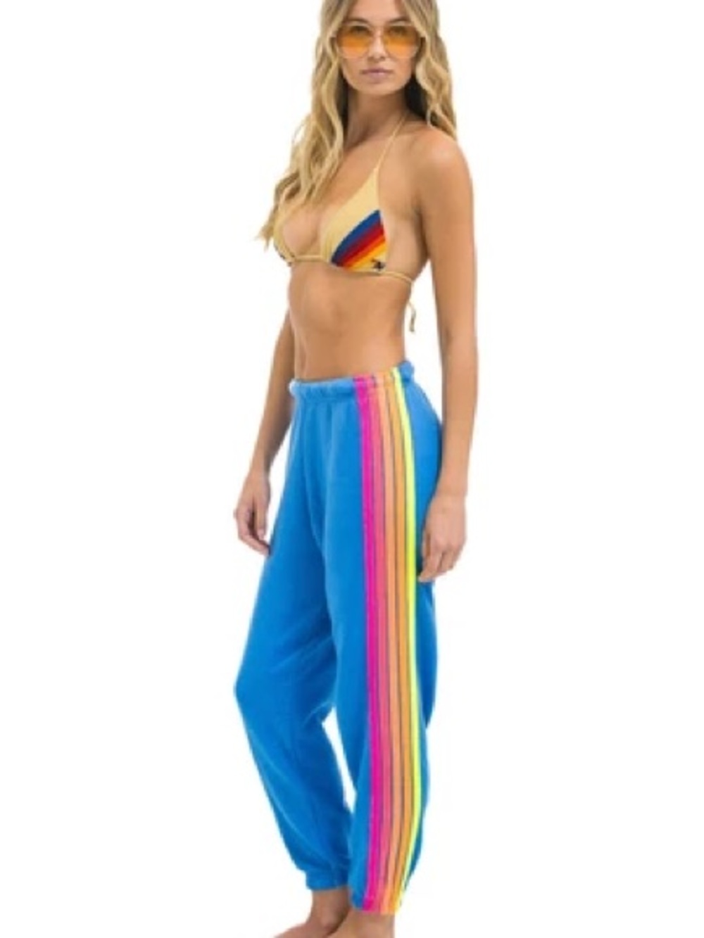 Aviator Nation 5-Stripe Sweatpants in Cobalt & Neon